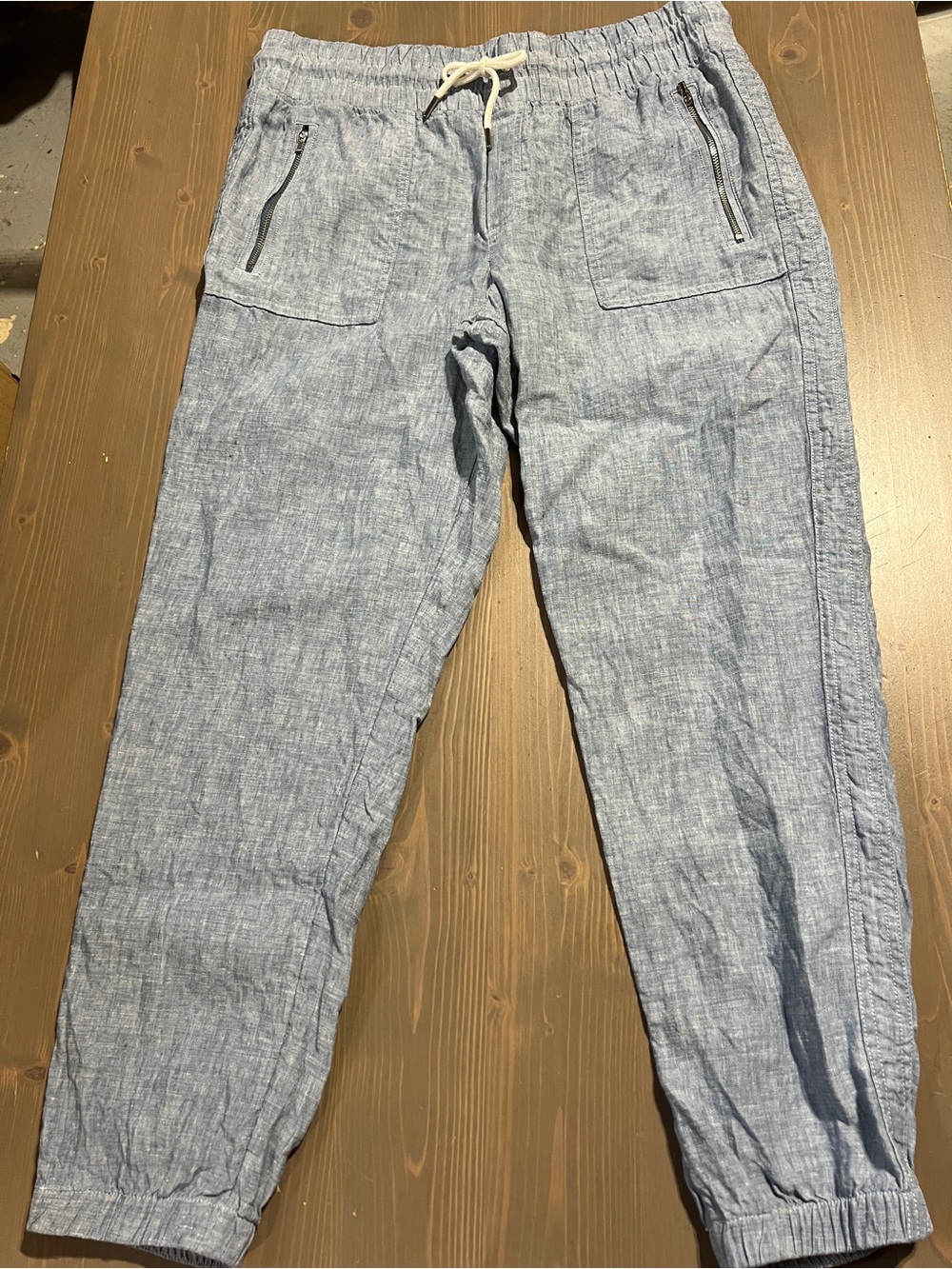 Athleta Light Blue Linen-Blend Jogger Pants